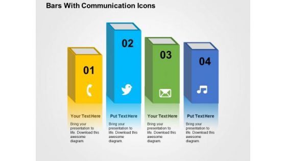 Bars With Communication Icons PowerPoint Template Bars With Communication Icons PowerPoint Template