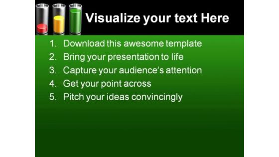 Battery Levels Science PowerPoint Backgrounds And Templates 1210