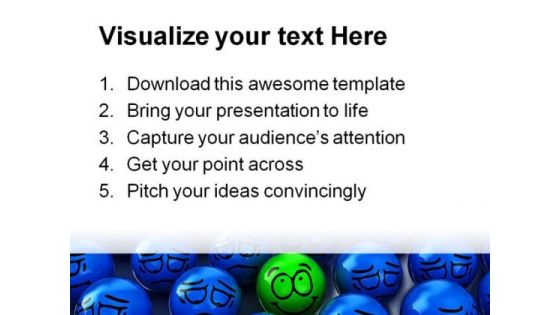 Be Different Green Smiley Business PowerPoint Backgrounds And Templates 0111