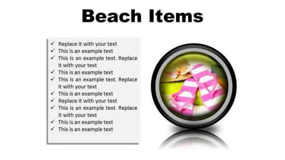 Beach Items Holidays PowerPoint Presentation Slides Cc