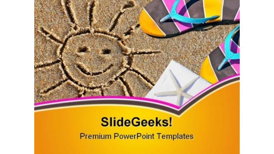 Beach Scene And Sun Holidays PowerPoint Themes And PowerPoint Slides 0511