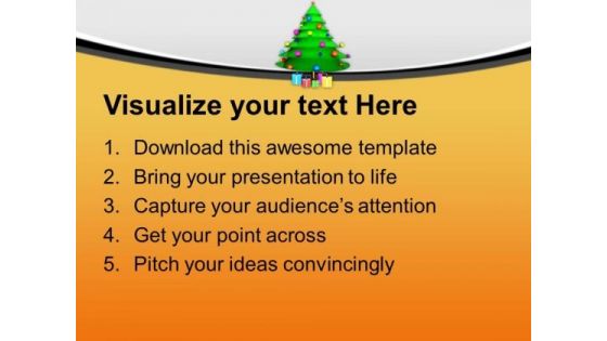 Beautiful Christmas Tree For Celebration PowerPoint Templates Ppt Backgrounds For Slides 0413