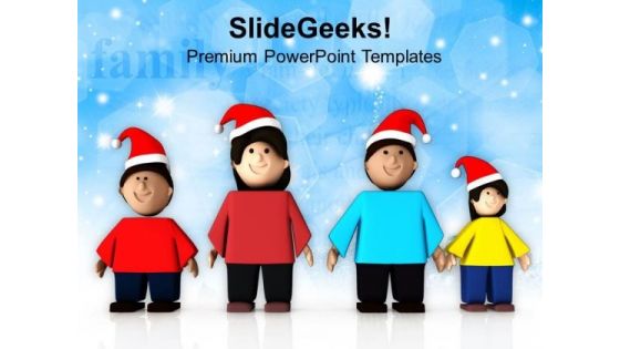 Beautiful Family With Hat Of Santa Claus PowerPoint Templates Ppt Backgrounds For Slides 0713