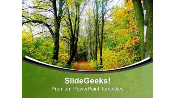 Beautiful Jungle View With Narrow Path PowerPoint Templates Ppt Backgrounds For Slides 0613