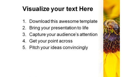 Bee On Yellow Flower Nature PowerPoint Templates And PowerPoint Backgrounds 0311
