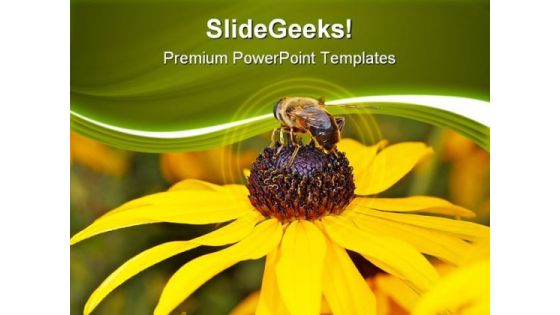 Bee On Yellow Flower Nature PowerPoint Templates And PowerPoint Backgrounds 0311