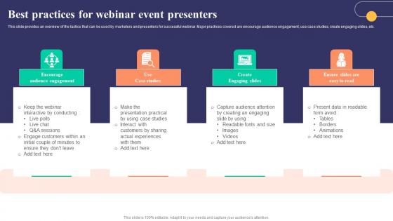 Best Practices For Webinar Event Presenters Strategies To Develop Successful Clipart Pdf Best Practices For Webinar Event Presenters Strategies To Develop Successful Clipart Pdf