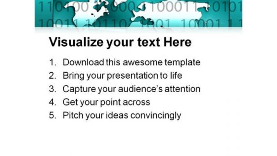 Binary Code With World Map Business PowerPoint Themes And PowerPoint Slides 0511