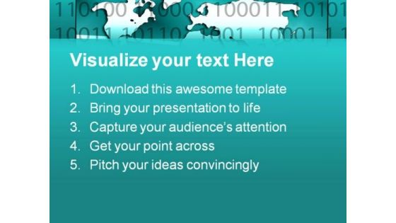 Binary Code With World Map Business PowerPoint Themes And PowerPoint Slides 0511