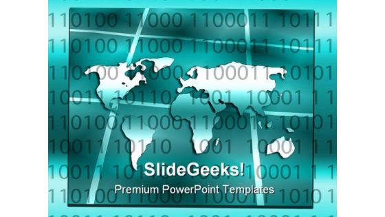 Binary Code With World Map Business PowerPoint Themes And PowerPoint Slides 0511