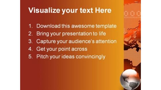 Binary Map And Globe PowerPoint Template 1010
