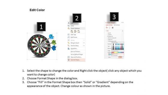 Black Target Board With Three Darts For Business Targets Presentation Template