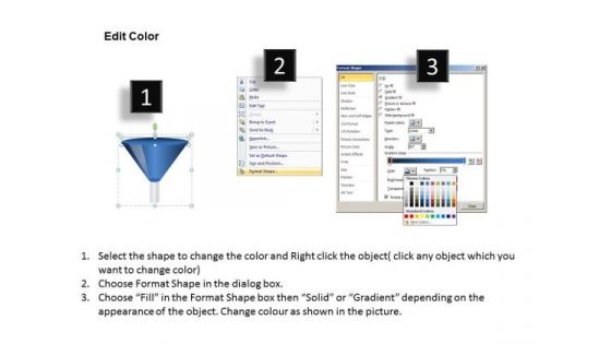 Blue 3d Funnels PowerPoint Slides