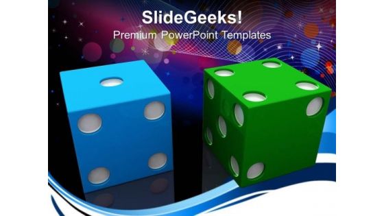 Blue And Green Dices Game Business PowerPoint Templates And PowerPoint Themes 0612