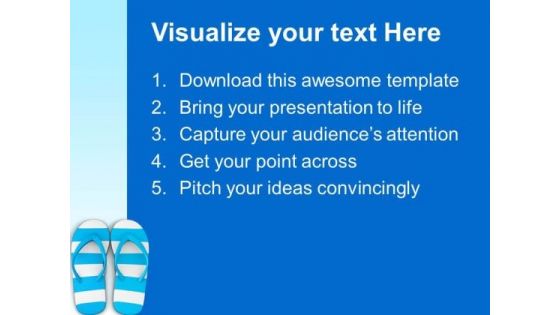 Blue And White Stripy Flip Flops PowerPoint Templates Ppt Backgrounds For Slides 0713