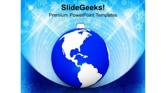 Blue Bauble With Map Global Background PowerPoint Templates Ppt Backgrounds For Slides 1112