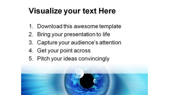 Blue Binary Eye Business PowerPoint Template 0810