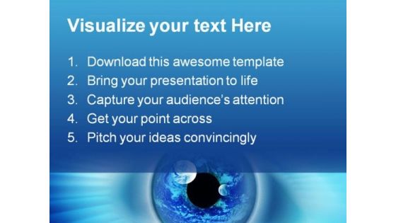 Blue Binary Eye Business PowerPoint Template 0810