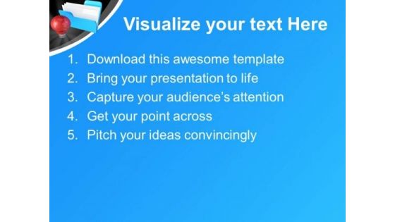 Blue Folder With Red Light Bulb PowerPoint Templates Ppt Backgrounds For Slides 0313