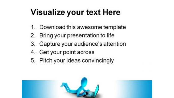 Blue Man With Laptop Computer PowerPoint Templates And PowerPoint Backgrounds 0211