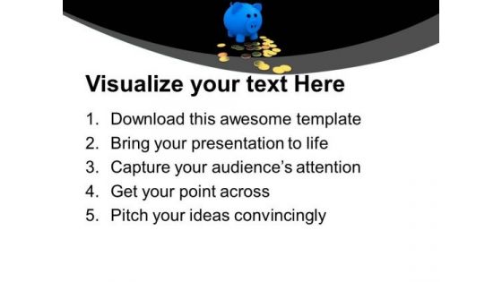 Blue Piggy Bank With Gold Coins PowerPoint Templates Ppt Backgrounds For Slides 0213