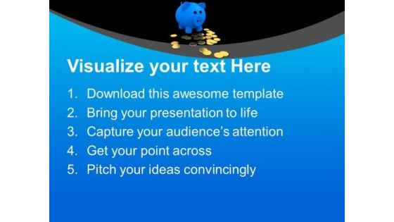 Blue Piggy Bank With Gold Coins PowerPoint Templates Ppt Backgrounds For Slides 0213