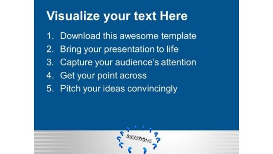 Blue Question Marks Around The Word Marketing PowerPoint Templates Ppt Backgrounds For Slides 0113