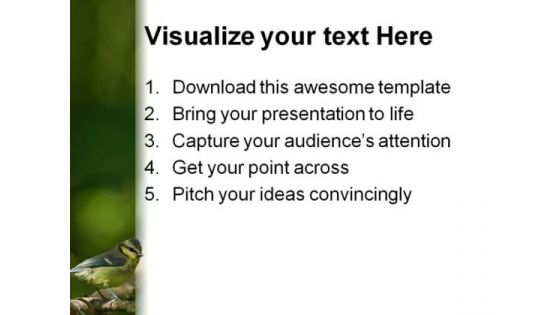Blue Tit Animal PowerPoint Template 0810