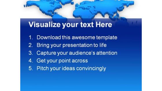 Blue World Map Globe PowerPoint Template 1010