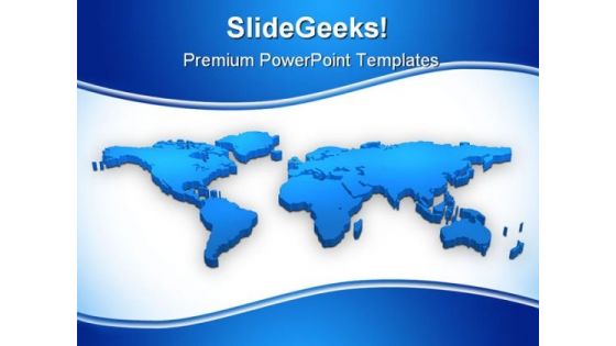 Blue World Map Globe PowerPoint Template 1010