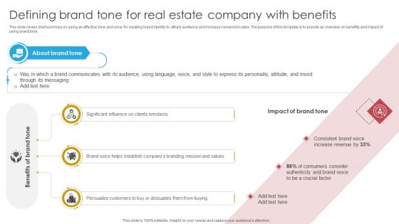 Blueprint For Effective Real Defining Brand Tone For Real Estate Company With Benefits Strategy SS V