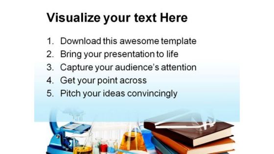 Books Flasks Science PowerPoint Template 0810