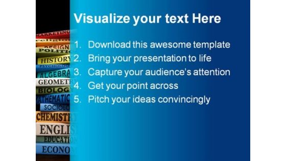 Books Of Different Subjects Education PowerPoint Templates And PowerPoint Backgrounds 0311