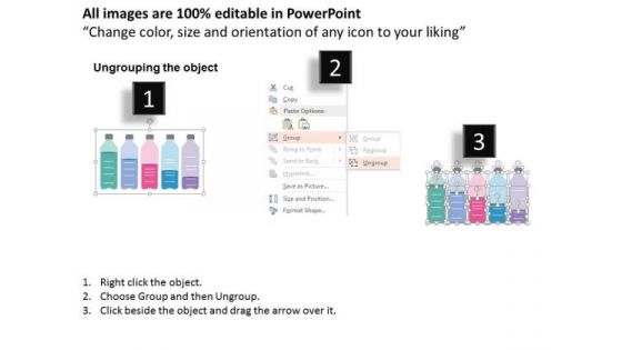 Bottles Displaying Growth Levels PowerPoint Template