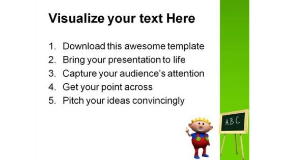 Boy With Blackboard Education PowerPoint Template 1110
