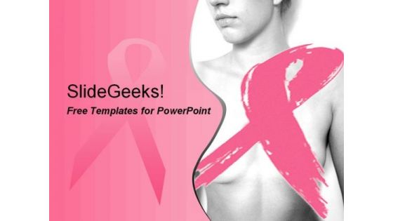 Breast Cancer PPT template with Pink Ribbon