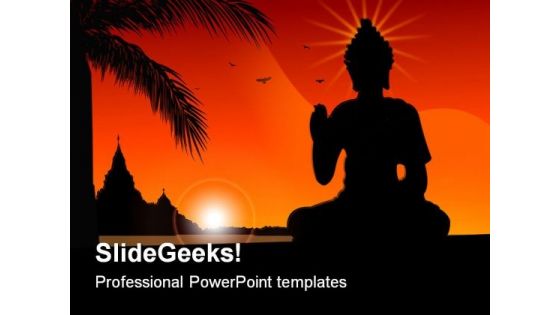 Budha Religion PowerPoint Template 0610