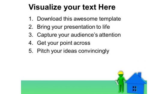 Builder With Home And Map PowerPoint Templates Ppt Backgrounds For Slides 0713