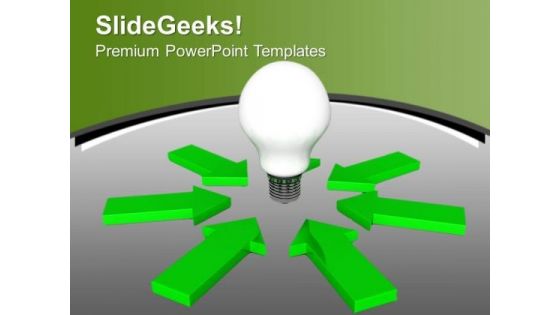 Bulb Surrounded With Arrows Imagination PowerPoint Templates Ppt Backgrounds For Slides 0213