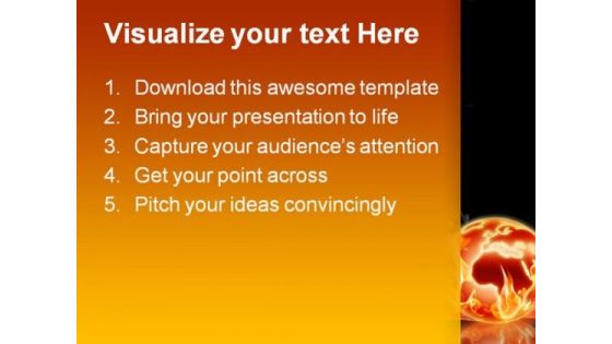 Burning World Globe PowerPoint Template 0910