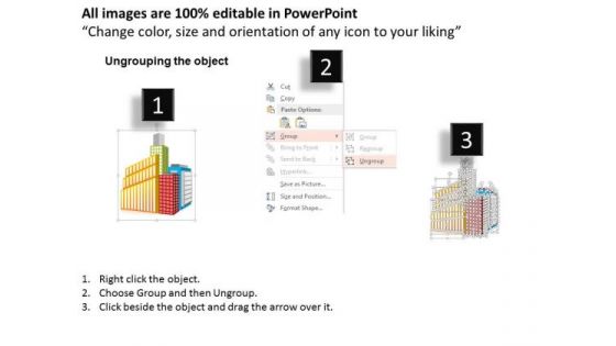 Busines Diagram 3d Building Diagram With Four Text Boxes Presentation Template