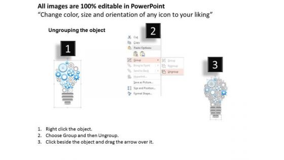 Busines Diagram 3d Bulb Design Made With Gears For Idea Generation Presentation Template