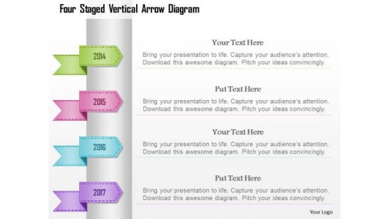 Busines Diagram Four Staged Vertical Arrow Diagram Presentation Template