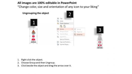 Busines Diagram Light House Graphic For Data Representation Presentation Template