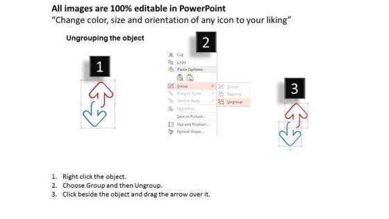 Busines Diagram Two Arrows With Different Directions For Business Process Flow Ppt Template