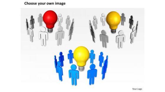 Business Activity Diagram Blue Team With Yellow Bulb PowerPoint Slides