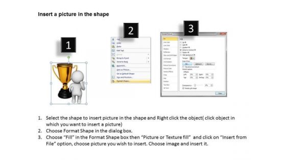 Business Analysis Diagrams Thinking Man Standing Front Of Golden Trophy PowerPoint Templates