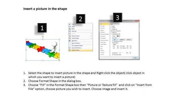 Business Analyst Diagrams 3d Man Walking On Puzzle Pieces PowerPoint Slides