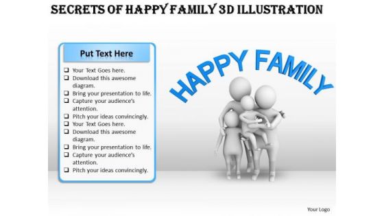 Business And Strategy Secrets Of Happy Family 3d Illustration Basic Concepts