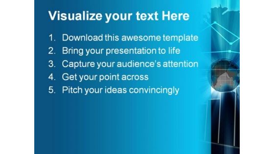 Business Chart Globe PowerPoint Template 1010